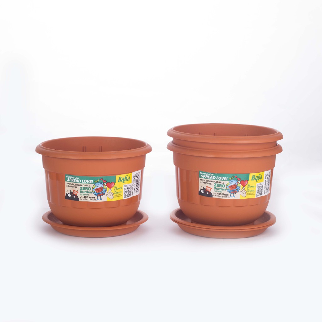COMBO 3 CHẬU HOA NHỰA TRÒN VÀ 3 ĐĨA LÓT BABA-BI-2015-C +No.919-C HÀNG NHẬP KHẨU MALAYSIA THÂN THIỆN VỚI MÔI TRƯỜNG