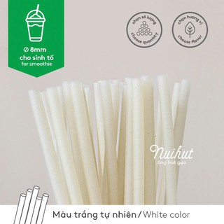 Ống hút gạo phi 8 dùng cho sinh tố, các loại thức uống đá xay - Hộp 40 ống màu trắng