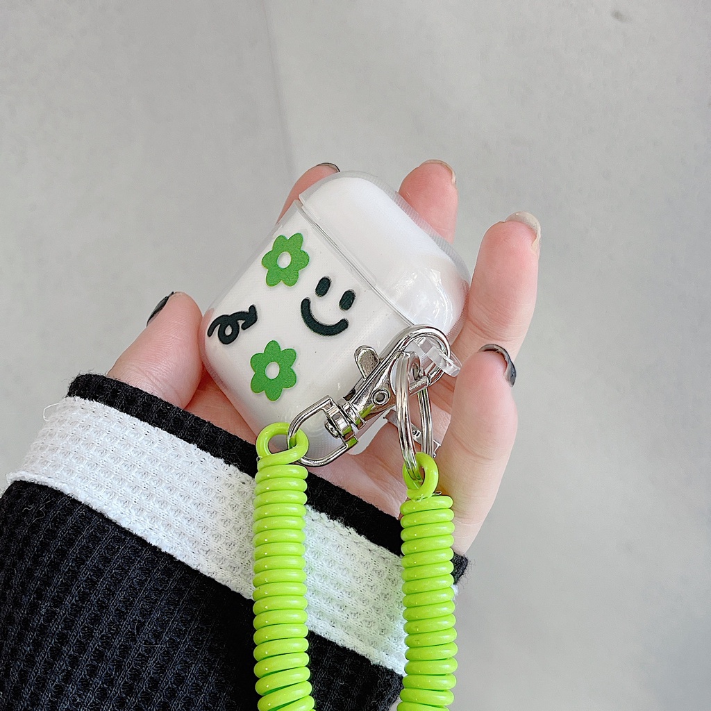 Vỏ Bảo Vệ Hộp Sạc Tai Nghe airpods 1 2 Pro 3rd Generation Pro 1/2 Trong Suốt Chống Sốc Họa Tiết Hoạt Hình Kèm Dây Đeo Kiểu Nhật Hàn