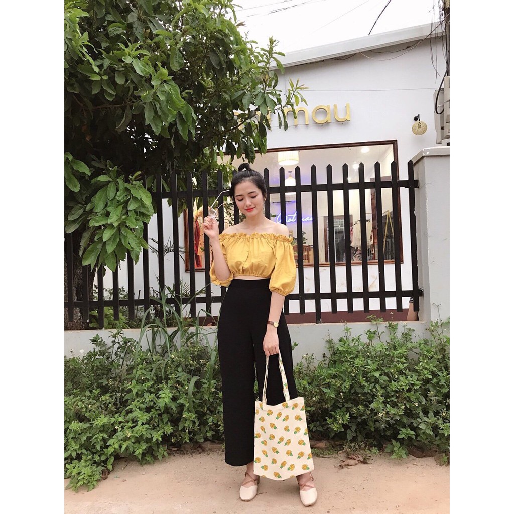Áo trễ vai nút nhựa (+hình thật)
