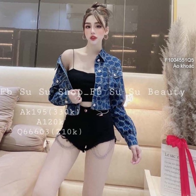 Áo khoác jean họa tiết tay dài!.