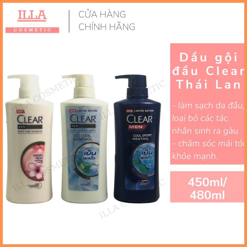 Dầu Gội Đầu Clear Men, Clear Bạc Hà, Clear Hoa Anh Đào, Clear Sakura Thái Lan 450ml/480ml