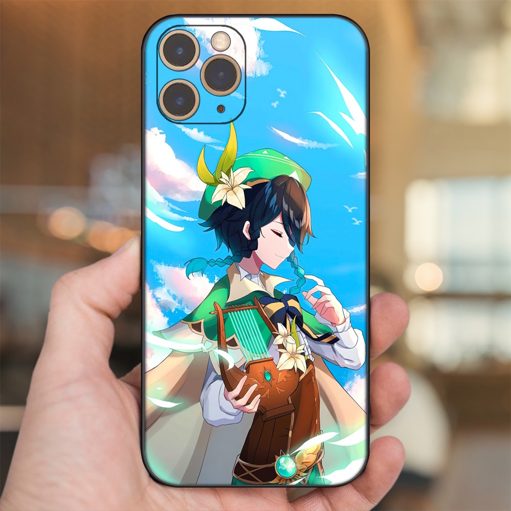 Ốp lưng iPhone 11 Pro dẻo đen cạnh vuông in hình Venti Genshin Impact