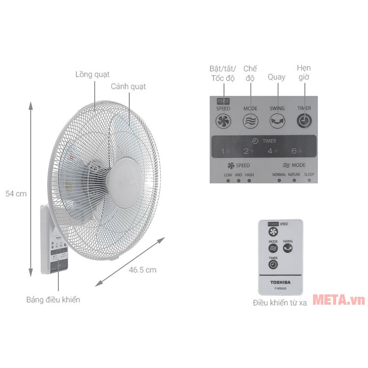 Quạt Treo Tường Toshiba F-WSA20VN