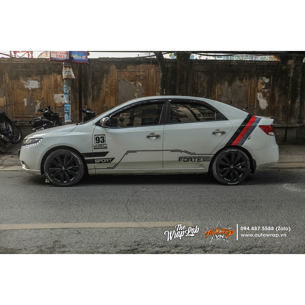 Tem họa tiết xe Forte Racing Sport - Tem hoa tiết ô tô Kia, tem dán sườn xe thể thao