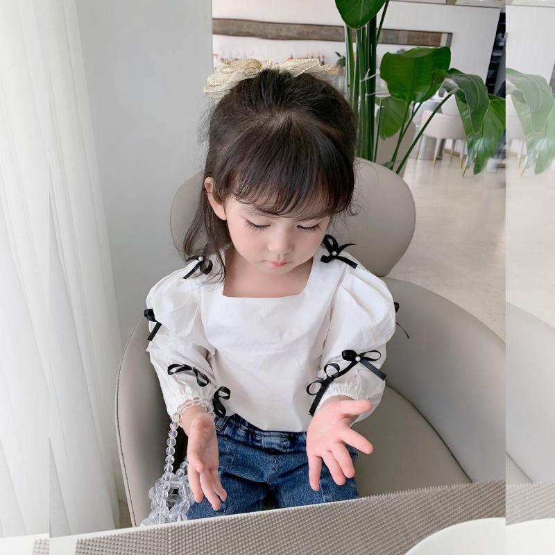 Áo Sơ Mi Tay Phồng Dễ Thương Cho Bé Gái