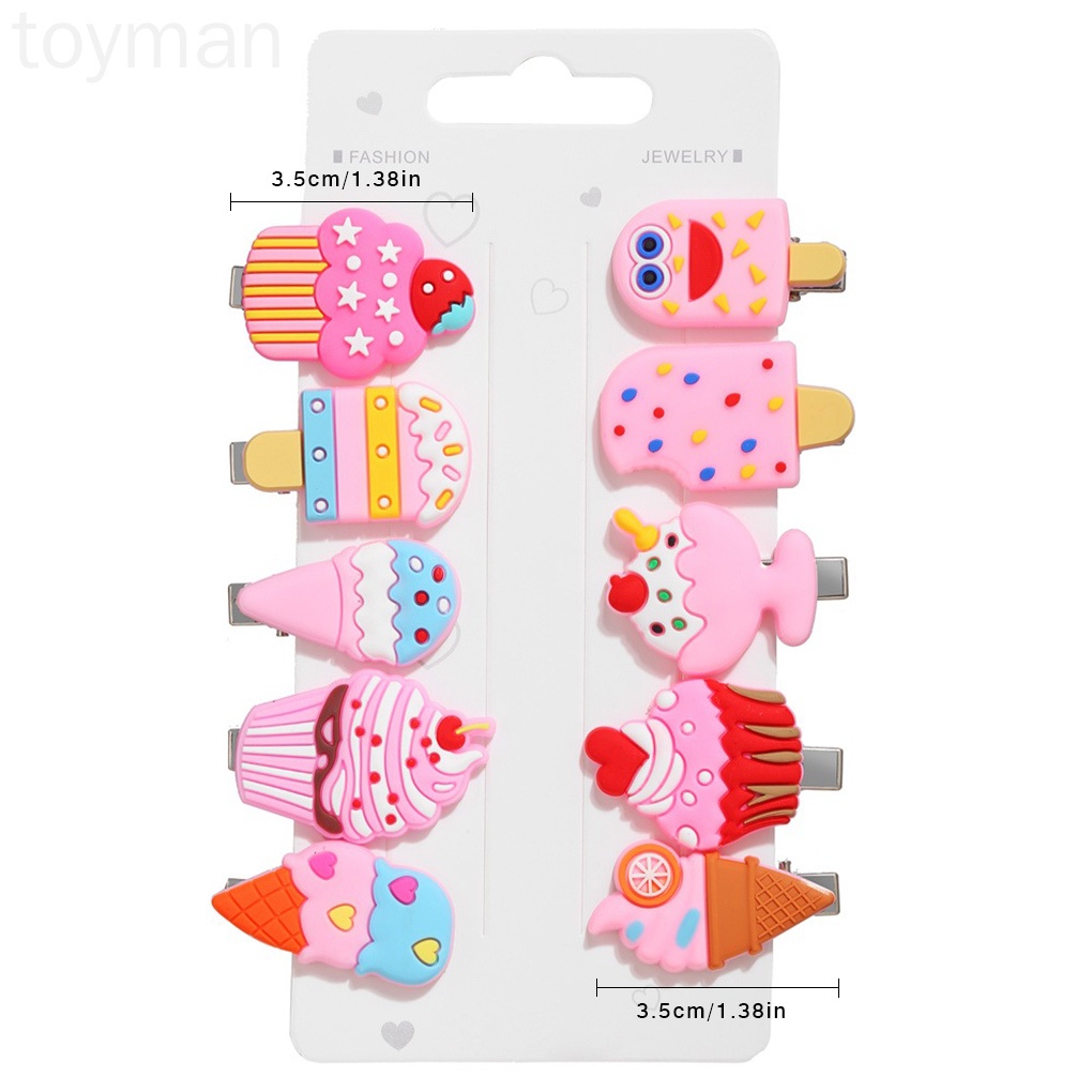 Set 10 Kẹp Tóc Kim Loại Họa Tiết Hoạt Hình Cho Bé