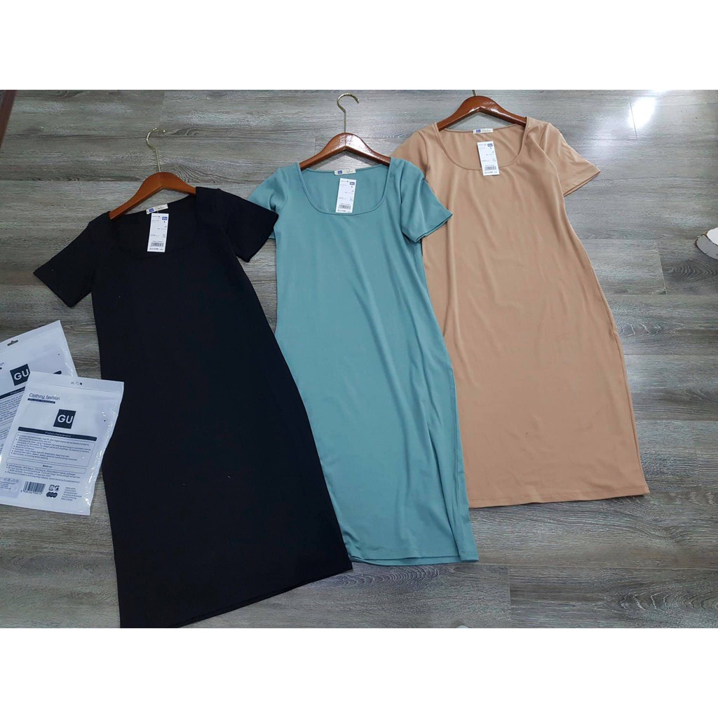Váy thun body 03 màu cổ vuông - chất thun cotton thoải mái