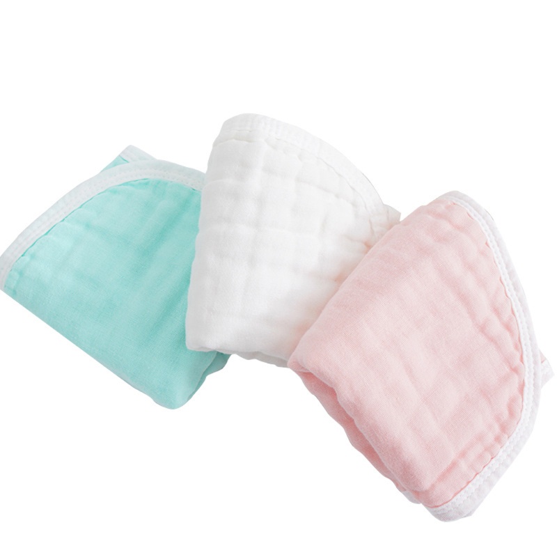 Yếm Ăn Bằng Cotton Màu Trơn Thân Thiện Với Da Cho Bé Sơ Sinh