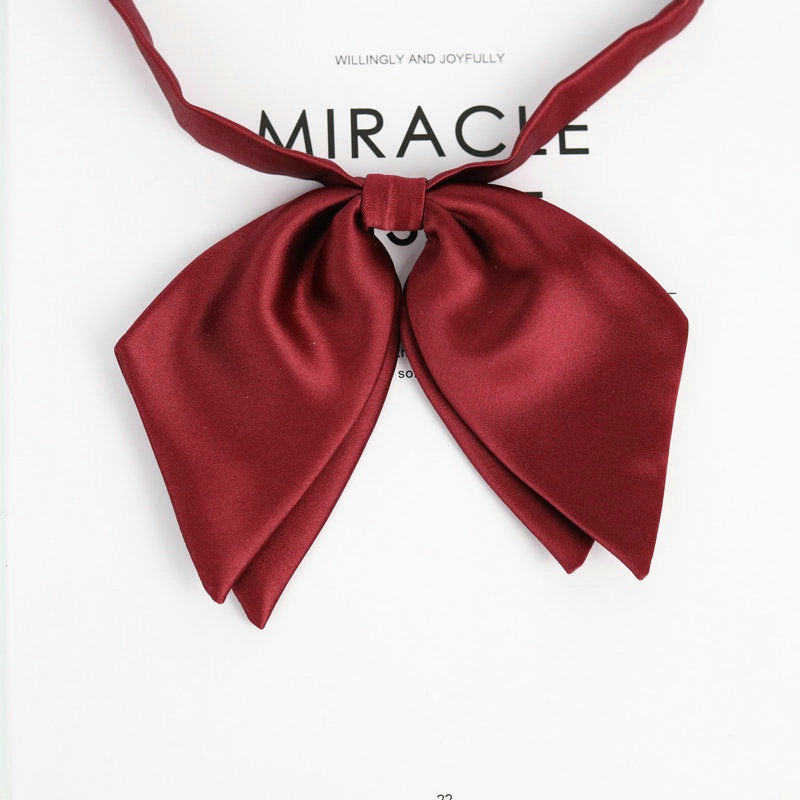 Cà Vạt Nơ Bằng Da Hai Lớp Màu Trơn Phối Hoa Dành Cho Nữ Sinh