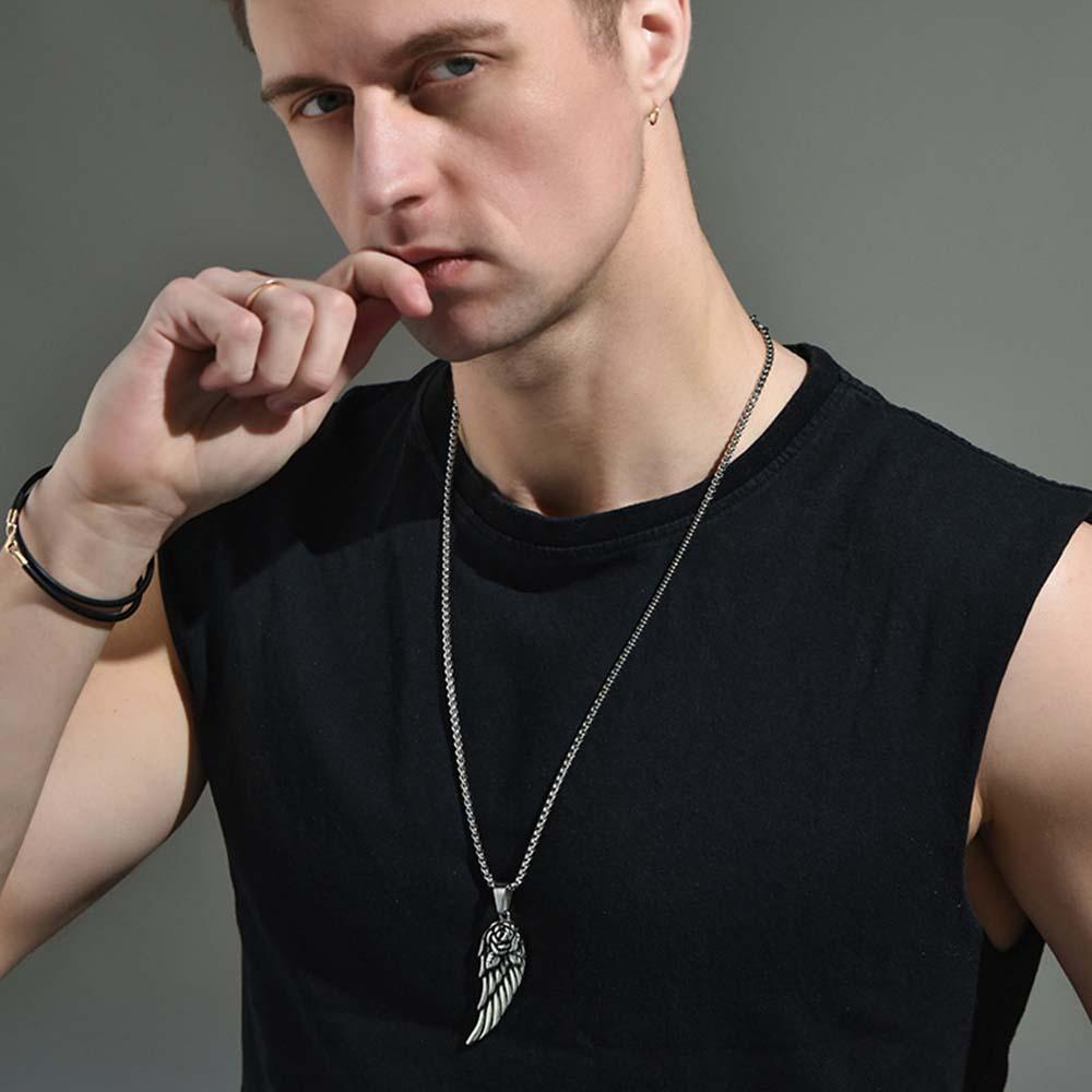 VANES1 Vòng cổ Mặt Đôi Cánh Thiên Thần Phong Cách Âu Mỹ Cổ Điển