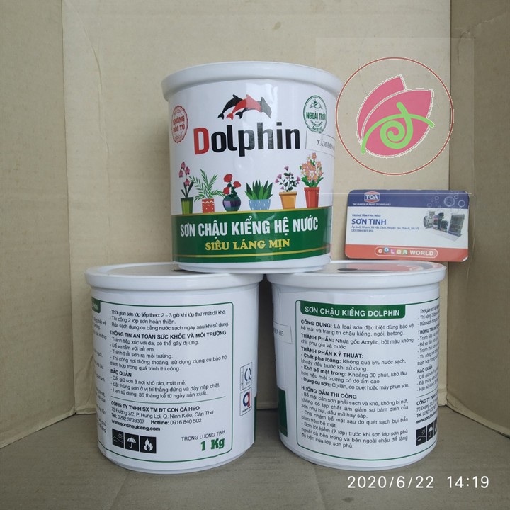 Sơn chậu kiểng, Sơn chậu cảnh hệ nước Dolphin Lon 1kg (đủ màu)