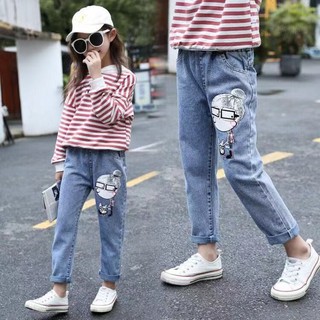Korean style elastic waist jeans
