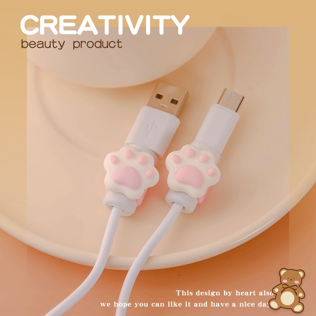 Phụ Kiện Bảo Vệ Dây Cáp Sạc Cổng usb Sang Cổng type c Kiểu Dáng Hoạt Hình Dễ Thương Cho Điện Thoại Android