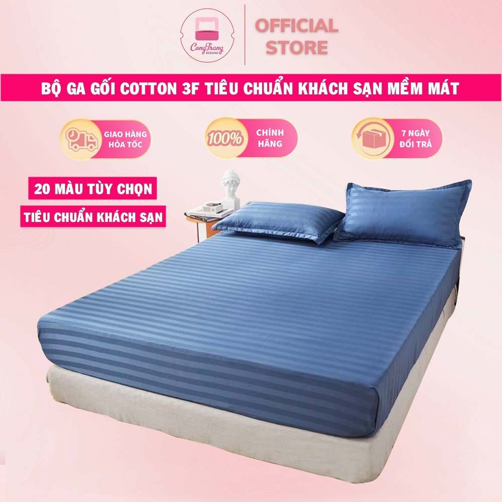 Bộ 3 MÓN GA GỐI Cotton 3F bóng, tiêu chuẩn khách sạn đủ size nệm Khách Sạn, Nhà Nghỉ, Homestay chuyên dùng
