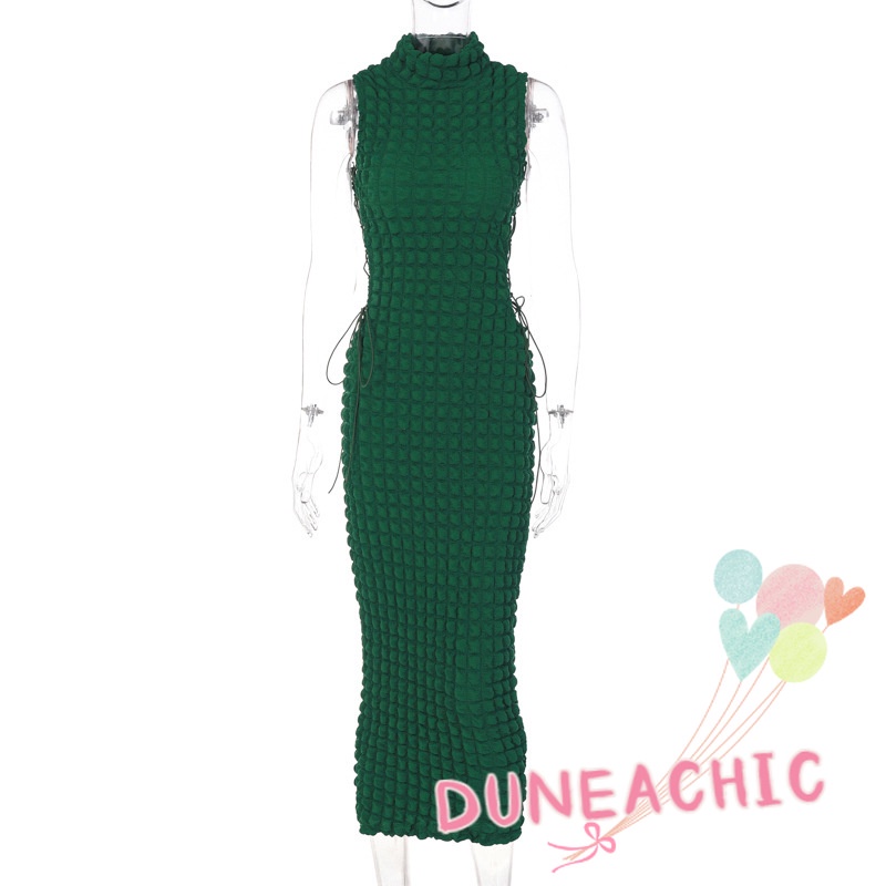 DUNEA Đầm không tay phối dây rút quyến rũ thời trang cho nữ