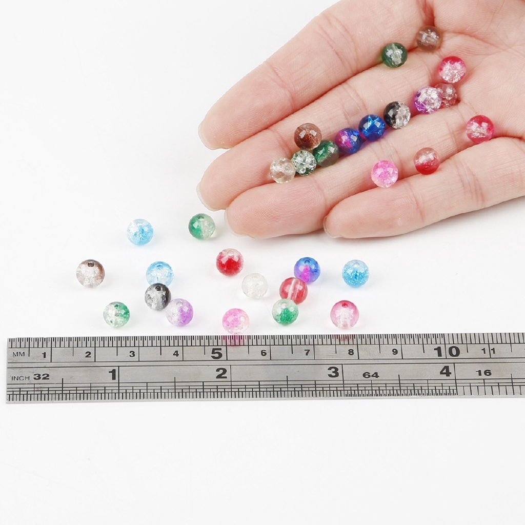 Hộp hạt thủy tinh nhiều màu sắc cỡ 6/8mm làm đồ trang sức thủ công tiện dụng