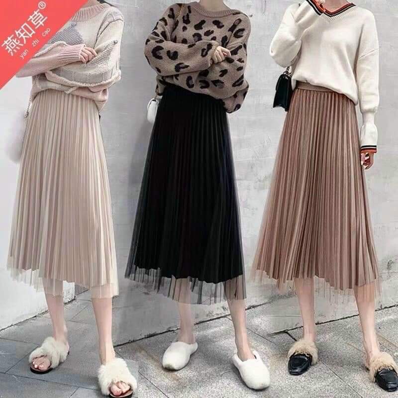 chân váy xếp li dài, midi,xếp ly free size(mặc 2 mặt) | BigBuy360 - bigbuy360.vn