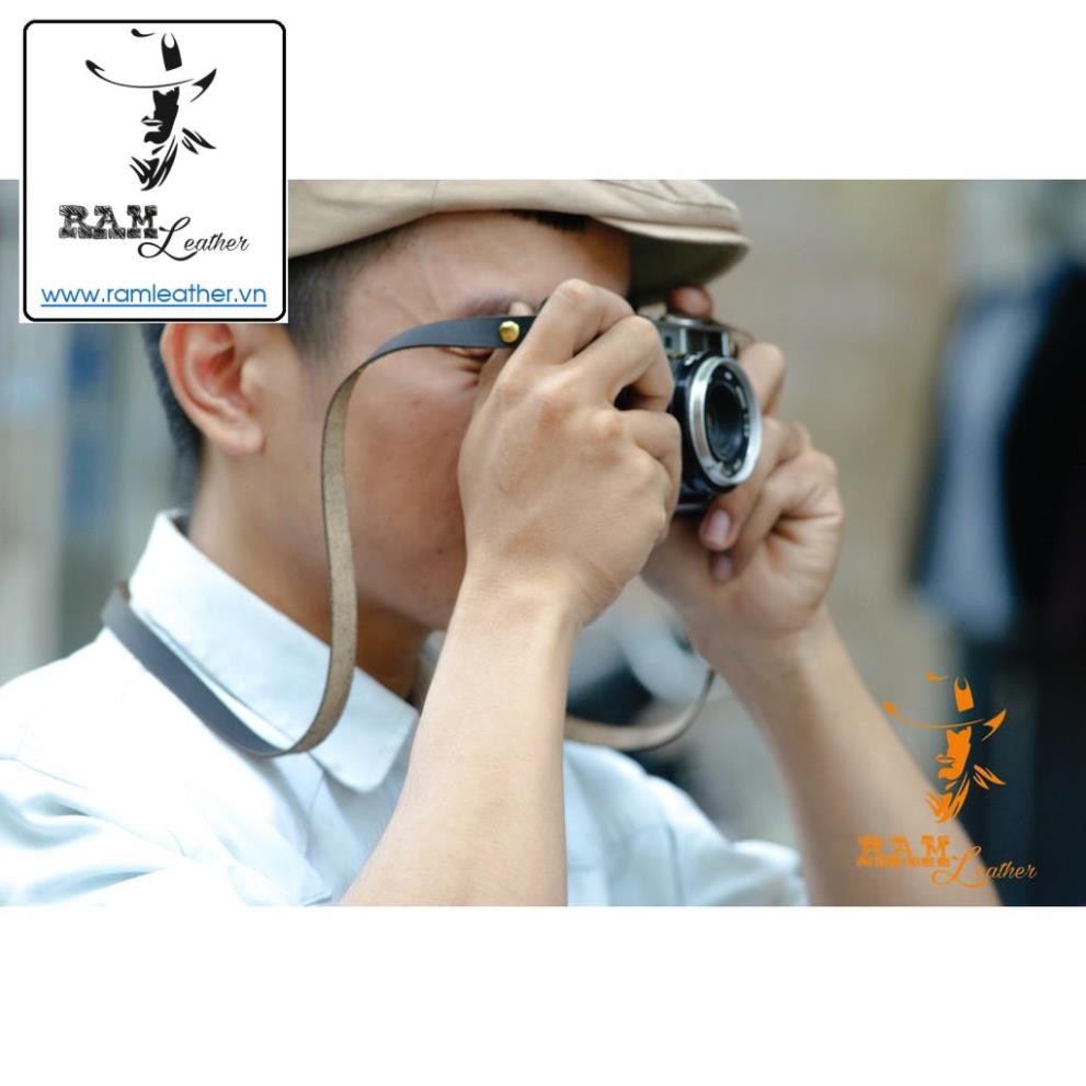 DÂY MÁY ẢNH DA BÒ ĐEN MỘC MẠC VINTAGE – RAM A2 BLACK