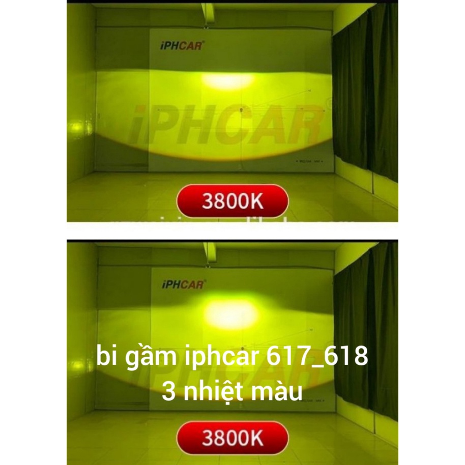Đèn 2 quả bi gầm ô tô iphcar 617-618 3 nhiệt màu 3400k-5500k-6000k bảo hành 2 năm