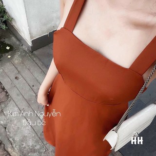 Váy maxi cam hở lưng thắt nơ