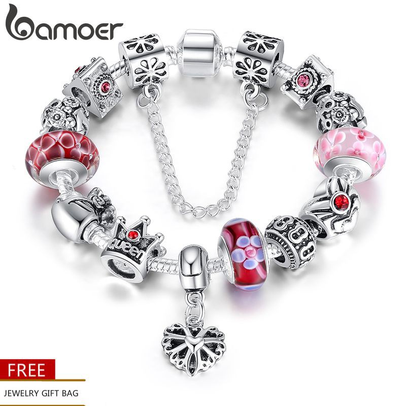 Vòng tay Bamoer PA1823 hạt hợp kim châu Âu không gỉ