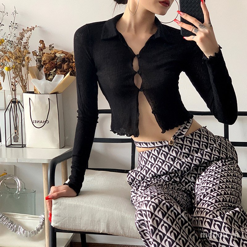 Áo kiểu Oz02 cotton mềm mài tay dài cổ bẻ phong cách Hàn Quốc sành điệu