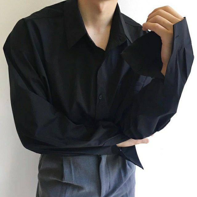 Áo sơ mi nam nữ Unisex freesize dài tay ngắn tay Basic màu trắng và đen sơ mi lụa mịn mát form rộng