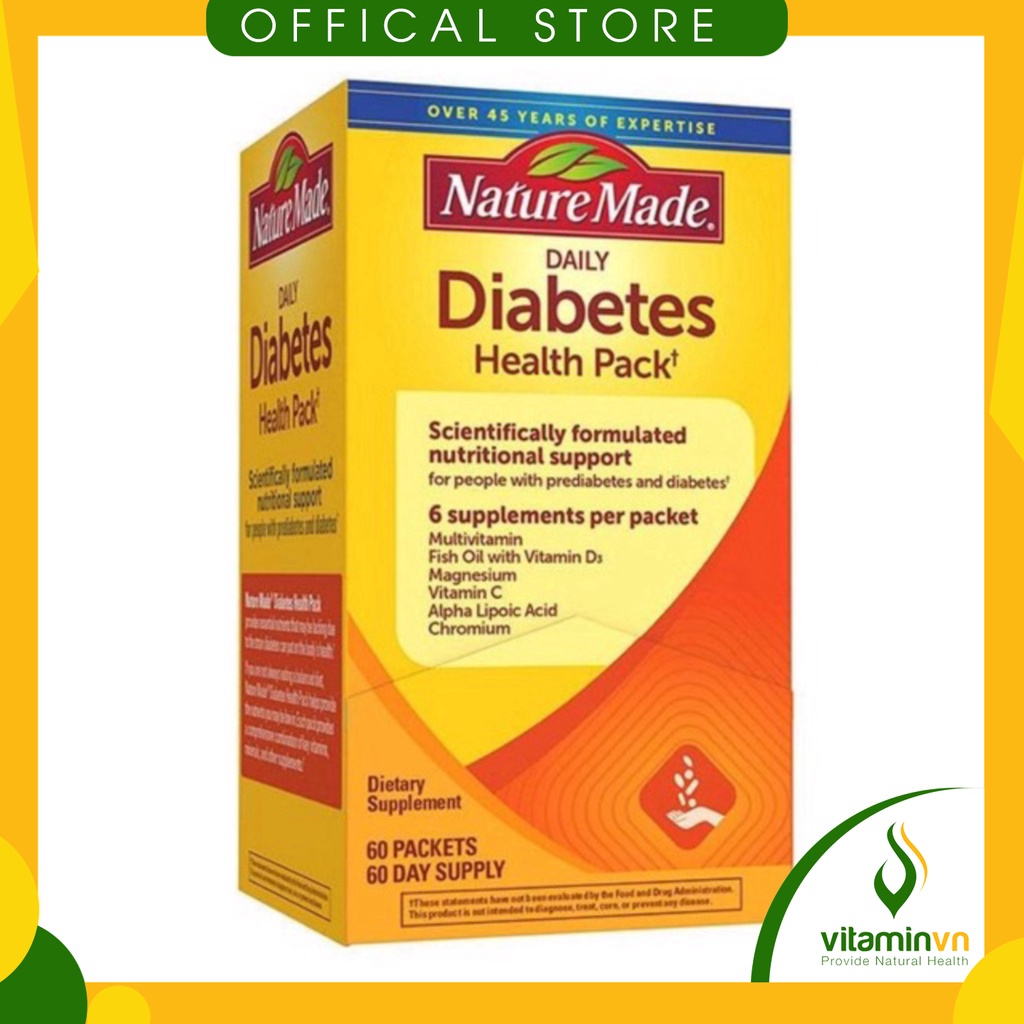 Thực phẩm chức năng Điều Hòa Tiểu Đường Nature Made Diabetes Health Pack 60 Gói [ DATE 2023]