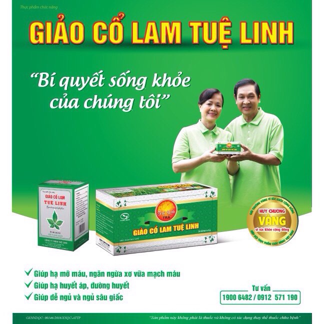 Trà Giảo Cổ Lam Tuệ Linh - Giúp hạ mỡ máu, giảm cholesterol toàn phần, ngăn ngừa xơ vữa mạch máu (Hộp 25 Túi)