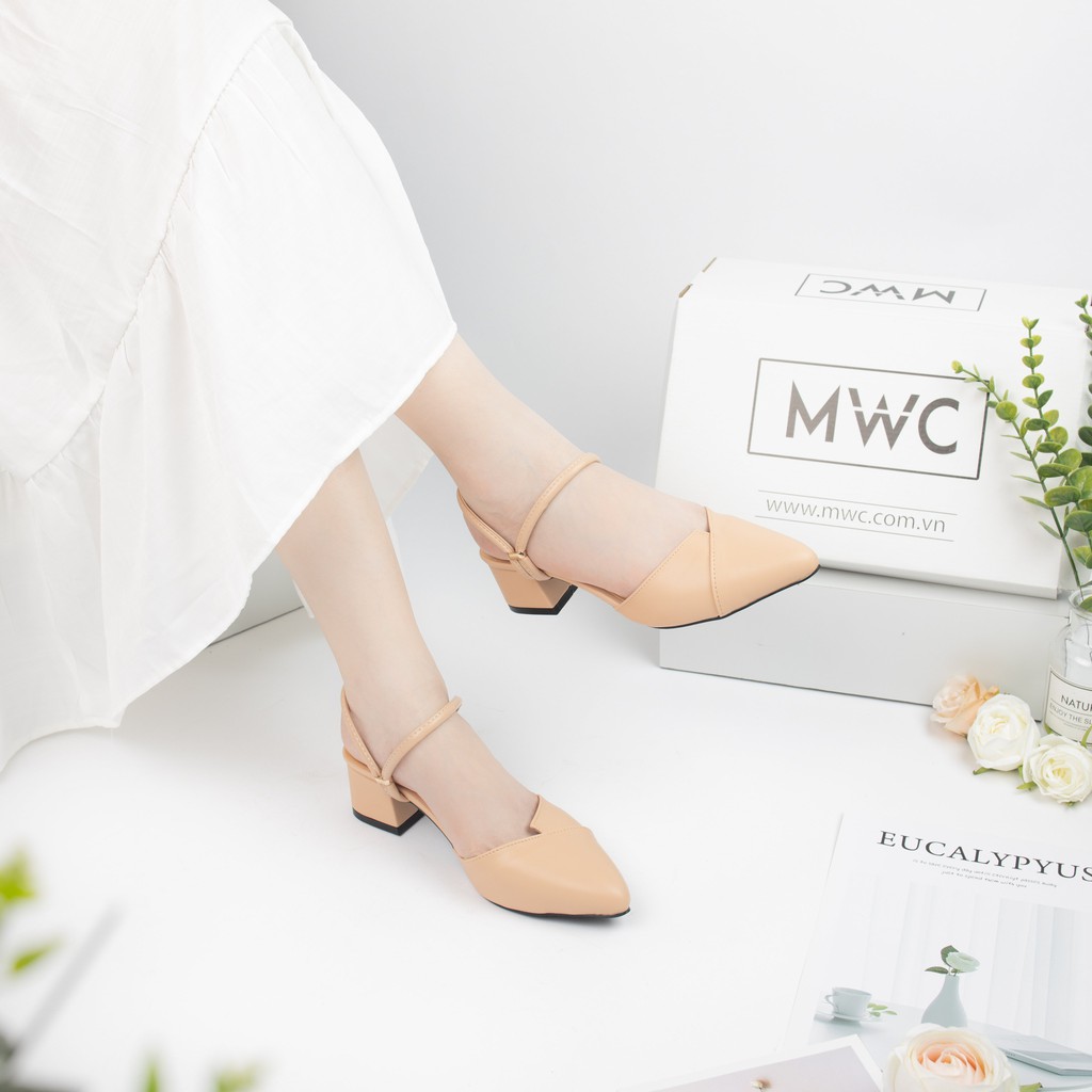 Giày Cao Gót MWC Đế Vuông 5CM Bít Mũi Quai Hậu NUCG-3816