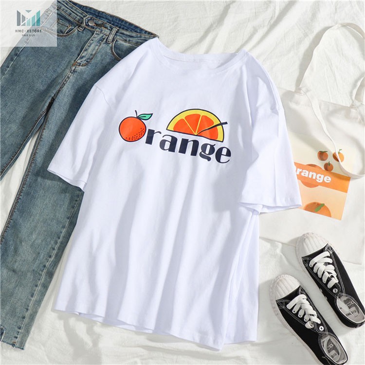 Áo Thun Tay Lỡ Áo Phông Tay Lỡ Unisex Form Rộng In Hình Quả Cam