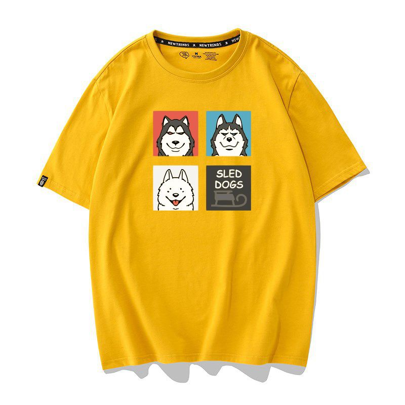 Áo Thun Chó Husky Bốn Ô Unisex Nam Nữ