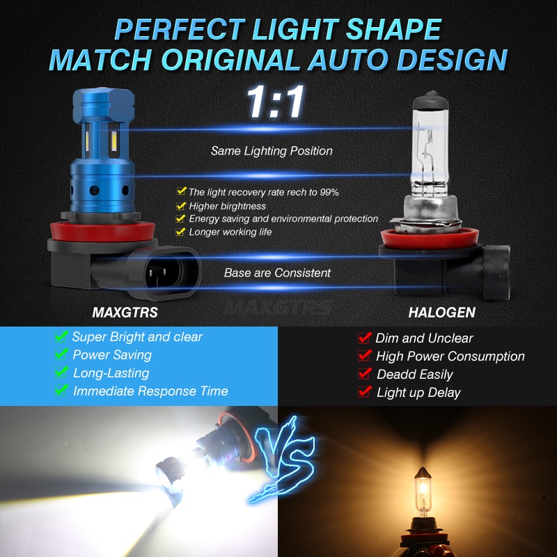 Set 2 Đèn LED 2000Lm H11 H8 9005 HB3 9006 HB4 Ánh Sáng Trắng Dành Cho Ô Tô 6000K 12V