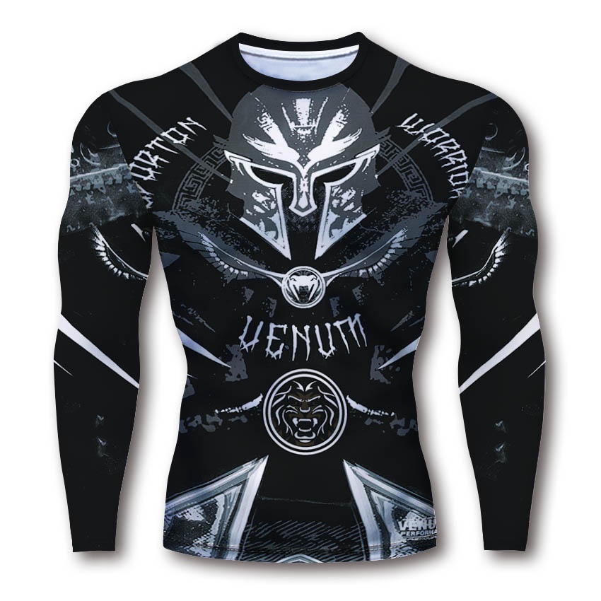 Áo thun thể thao HUQISHA tay dài in nhiều hoa văn chất liệu nhanh khô cho nam