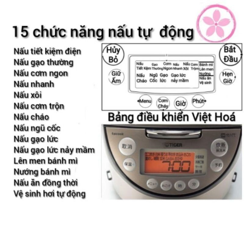 Nồi Cơm Điện Cao Tần Tiger Nhật Bãi Xịn 1.0L (Có Nấu Cơm Cháy , Bảng Điều Khiển Việt Hoá, Sách HDSD) | BigBuy360 - bigbuy360.vn