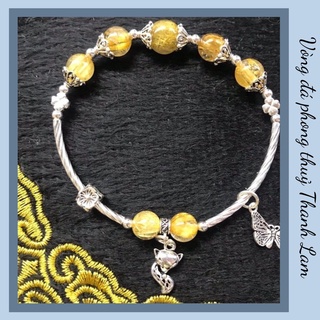 Vòng tay phong thuỷ đá t.a vàng phối charm bạc 925