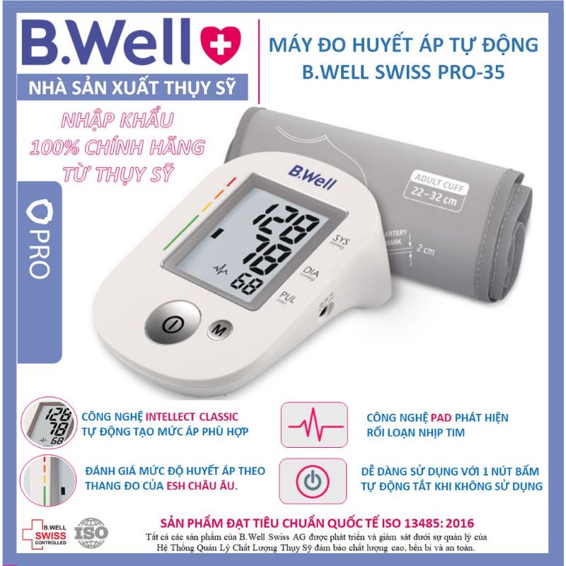 Máy đo huyết áp điện tử Bwell Swiss Pro 35 hàng chính hãng Thụy Sĩ cao cấp