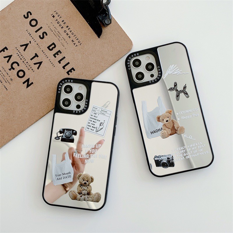 Ốp Lưng Iphone Gấu Teddy Lưng Kính 7,8Plus,x,xs,xsmax,11,11ProMax,12,12Promax,13,13Promax