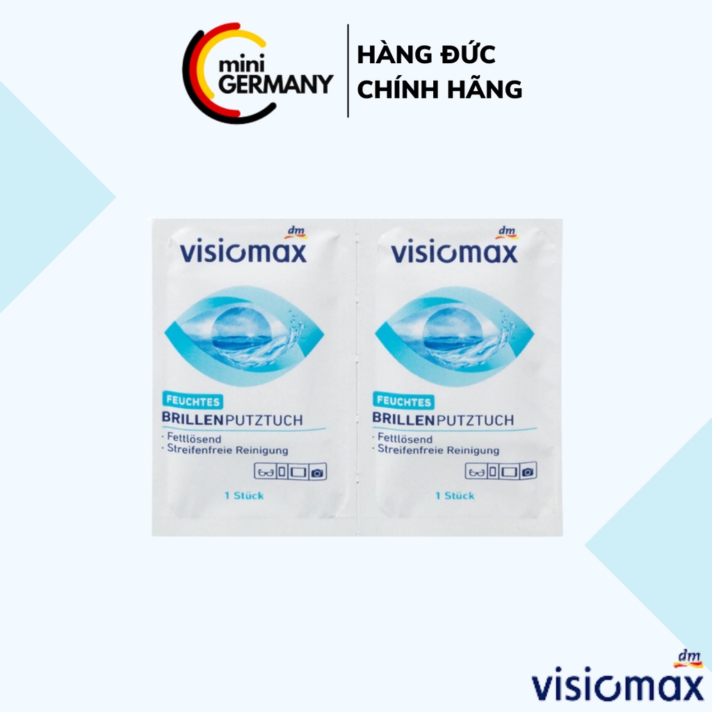 VISIOMAX Khăn lau kính hộp 52 chiếc giúp làm sạch, chống tĩnh điện, giảm sương mù mắt kính, màn hình