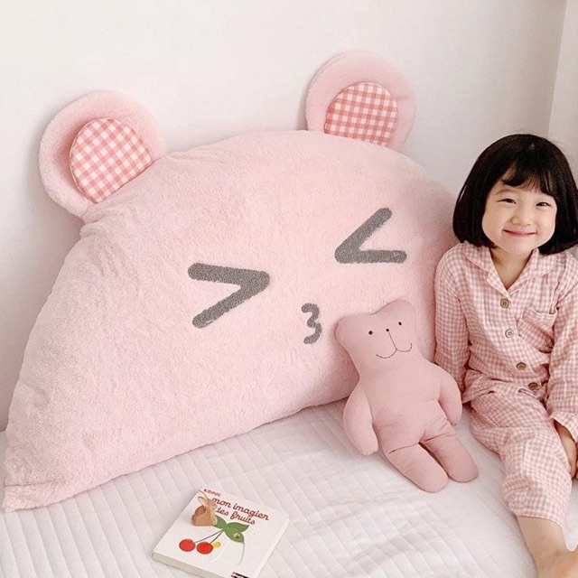 Gối Tựa Kê Đầu Giường Size 1m2 - Gấu Hồng