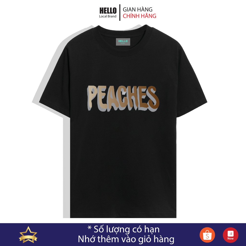 Áo thun tay lỡ form rộng , áo phông Unisex cổ tròn nam nữ mặc đôi, mặc đi làm , đi chơi ... in hình Hello Peaches_Ap26 | BigBuy360 - bigbuy360.vn