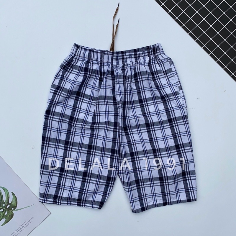 Quần ngố thô nam kẻ sọc cạp chun,đùi ngố