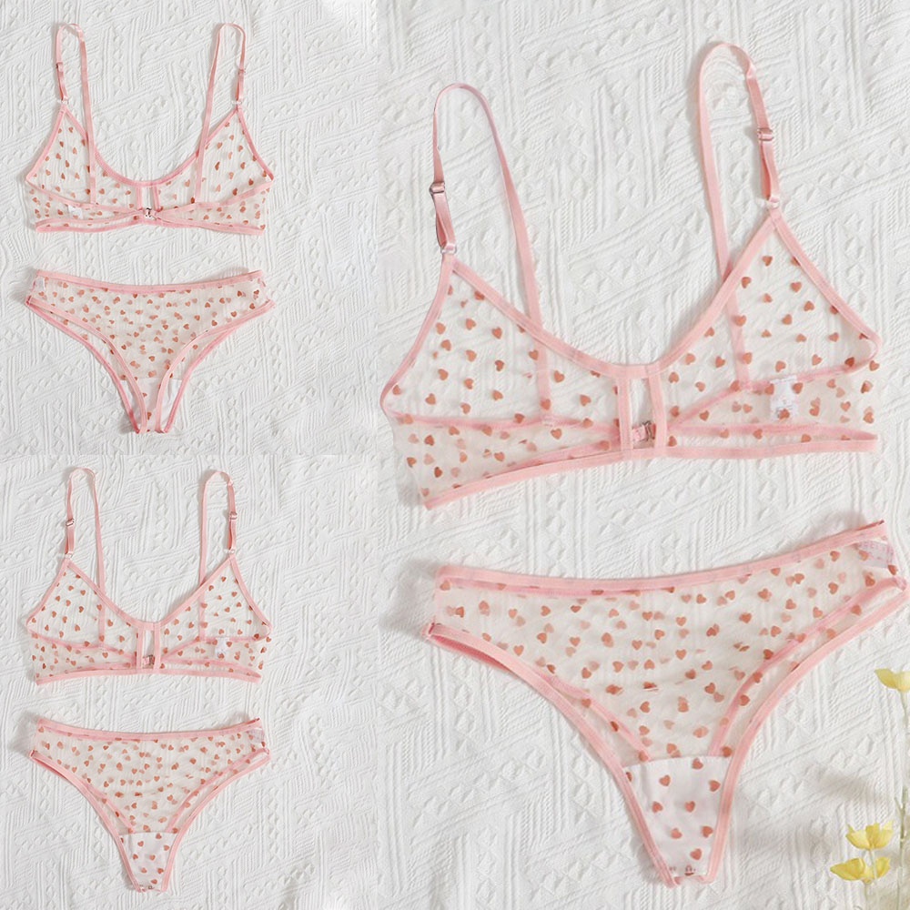 Women Sexy Sheer Mesh See Through Lingerie Bra Set Panty Nightwear Underwear High Quality