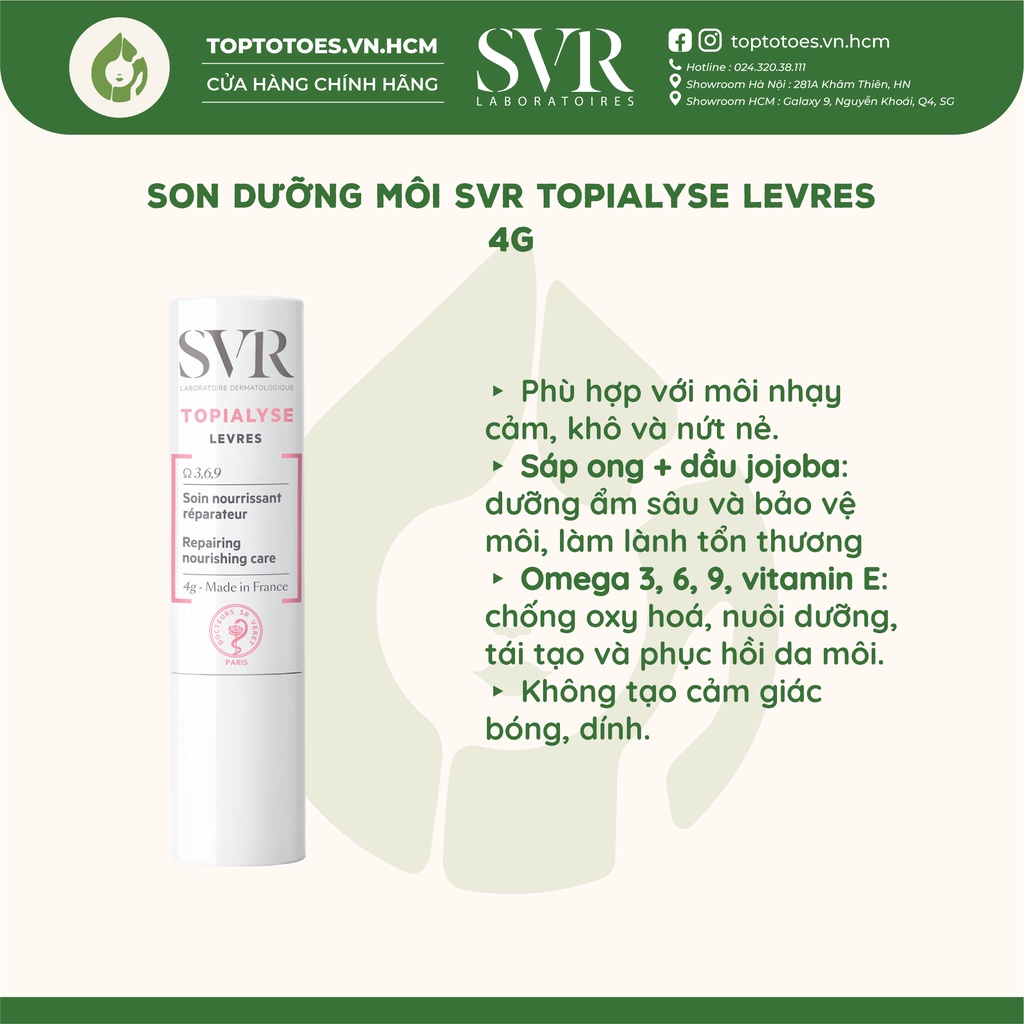 Son dưỡng môi SVR Topialyse Levres 4g [NHẬP KHẨU CHÍNH HÃNG 100%]