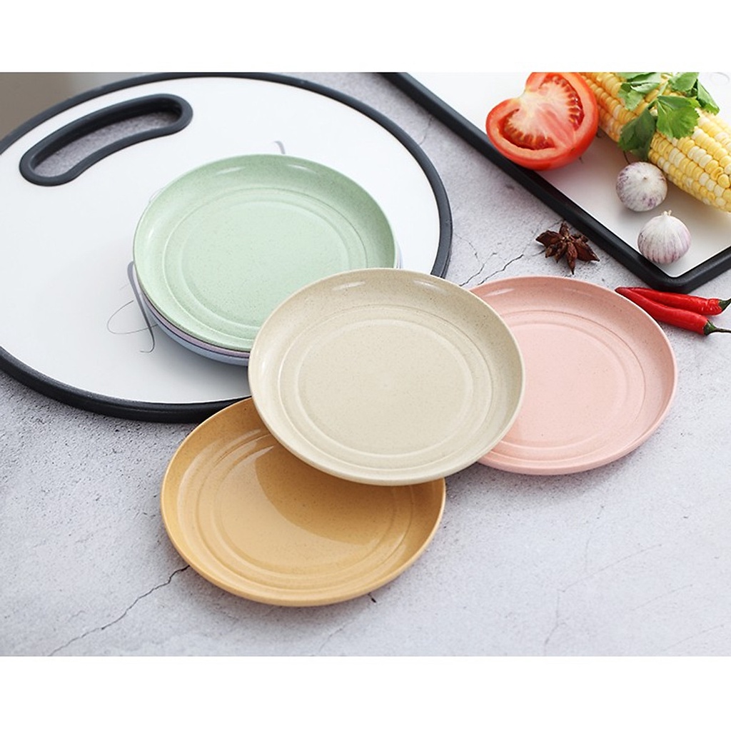 Bộ 6 dĩa nhựa lúa mạch màu pastel siêu xinh an toàn cho sức khỏe FAMAHA