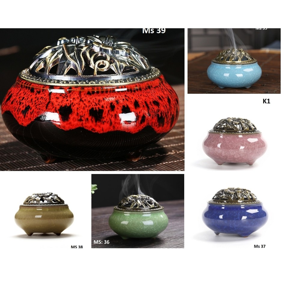 Lư Đốt Trầm - Màu - Họa Tiết (có lót chống cháy)