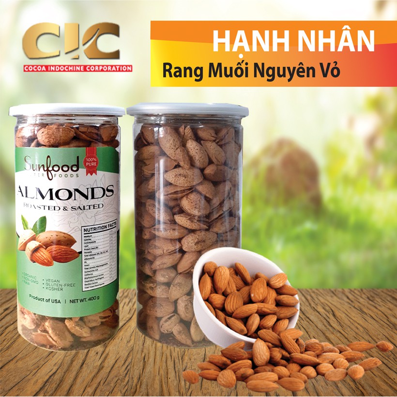 HẠNH NHÂN NGUYÊN HẠT VỎ LỤA RANG MUỐI - 400G