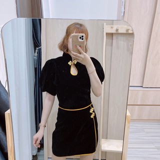 SET CROPTOP NHUNG ĐỎ CỔ TÀU VIỀN VÀNG [ ảnh thật shop tự chụp ] chất đẹp hàng chuẩn Shop