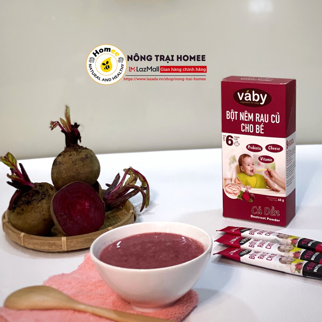 Bột nêm Củ Dền &amp; Phô mai dành cho bé ăn dặm VABY Hộp 48g (6 gói x 8g) - Gia vị nêm và rắc dành cho bé từ 6 tháng tuổi